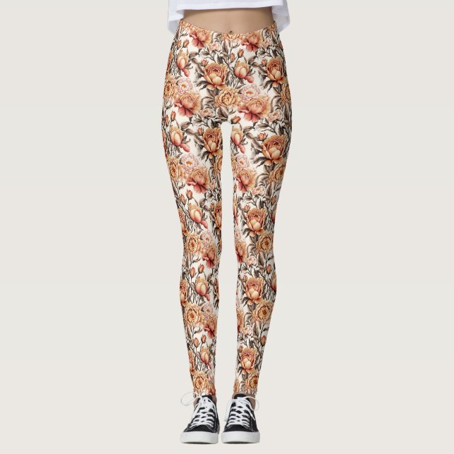 Desert Sand Floral Leggings (Front)