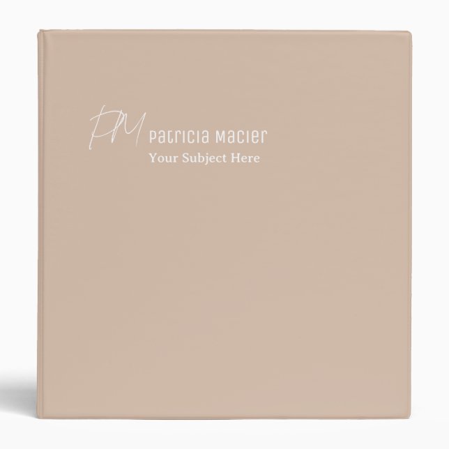 Desert Sand Neutral Color 3 Ring Binder (Front)