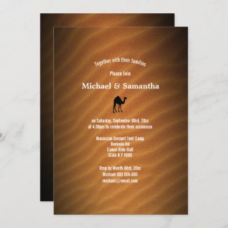Desert sand red camel silhouette black wedding invitation