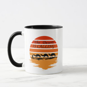 desert scene with camels sunset vintage mug