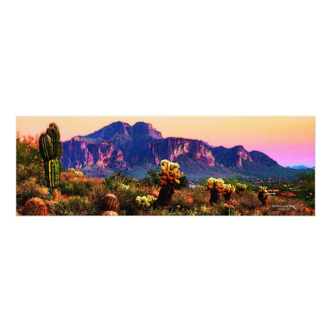 Desert Scenic Purple Superstition Mountain Sunset Photo Print (Front)