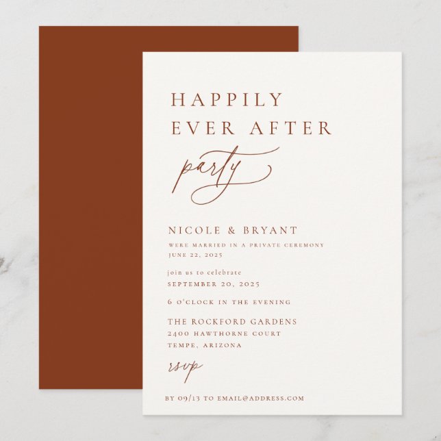 Desert Sienna Happily Ever After Party Invitation (Front/Back)