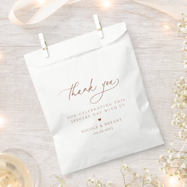 Desert Sienna Minimalist Wedding Thank You Favor Bag (Clipped)