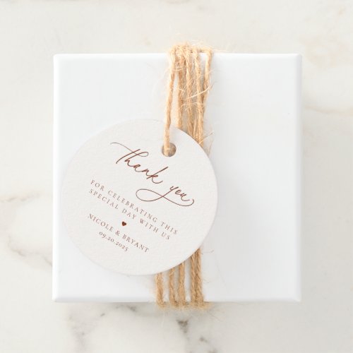 Desert Sienna Minimalist Wedding Thank You Favor Tags