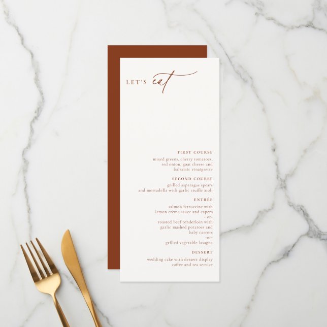 Desert Sienna Modern Minimalist Menu (Front/Back In Situ)