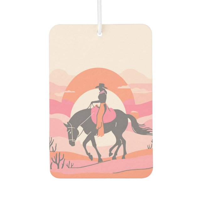 Desert Skies with Cowgirl Riding her Horse Air Freshener (Front)