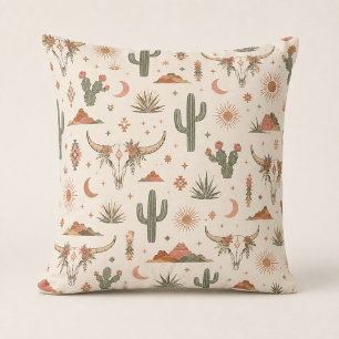 Desert Skull Southwest Ranch Accent Throw Pillow