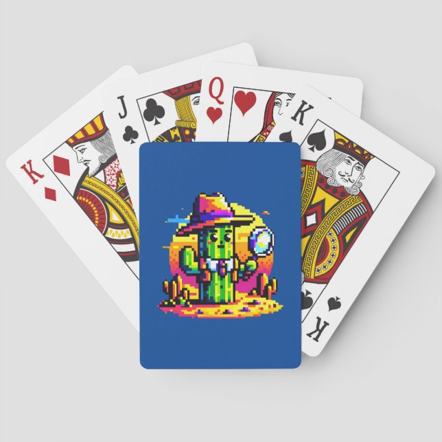 Desert Sleuth: 8-Bit Cactus Detective Adventure Poker Cards (Back)