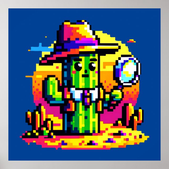 Desert Sleuth: 8-Bit Cactus Detective Adventure Poster (Front)