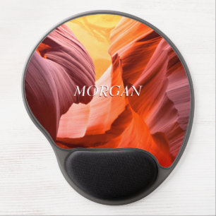 Desert Slot Canyon or Your Photo, White Name Gel Mouse Pad