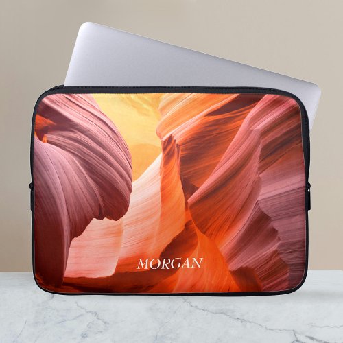 Desert Slot Canyon or Your Photo White Name Laptop Sleeve