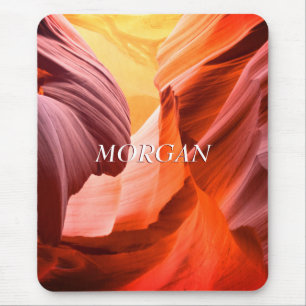 Desert Slot Canyon or Your Photo, White Name Mouse Pad