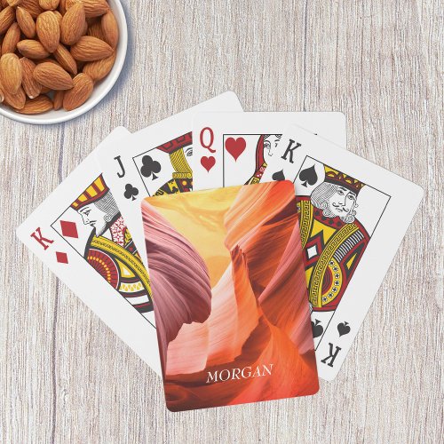 Desert Slot Canyon or Your Photo White Name Poker Cards