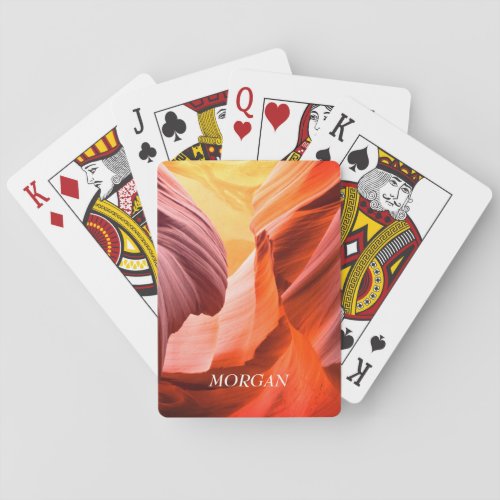 Desert Slot Canyon or Your Photo White Name Poker Cards