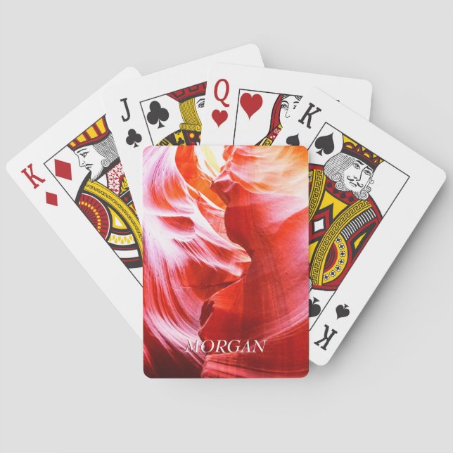 Desert Slot Canyon or Your Photo, White Name, Vs 2 Poker Cards (Back)