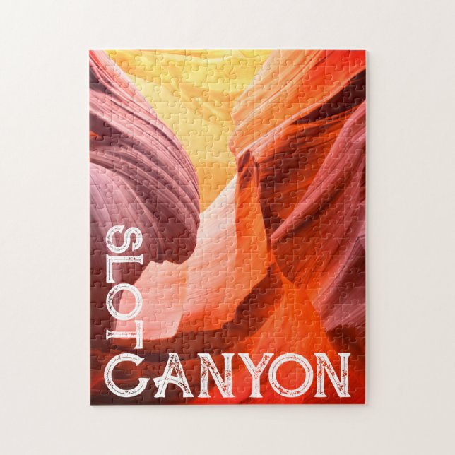 Desert Slot Canyon White Text or Your Photo & Text Jigsaw Puzzle (Vertical)