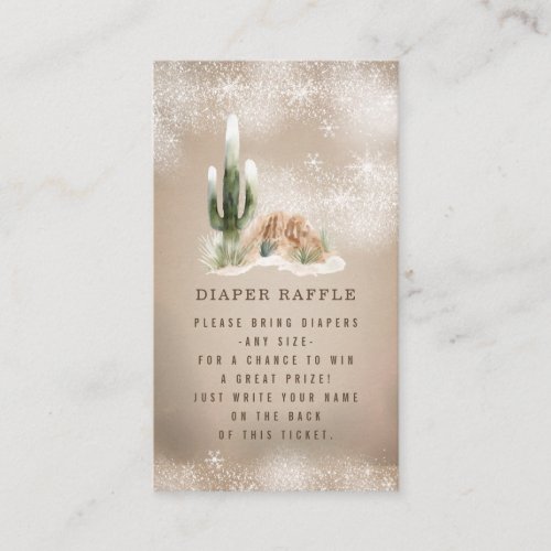 Desert Snow Winter Baby Shower Diaper Raffle  Enclosure Card