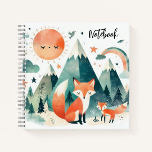 Desert Snuggles – Fox & Pup at Sunset Notebook