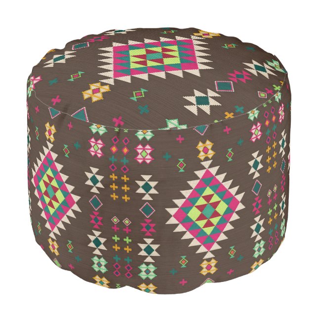 Desert Soul: Moroccan Heritage Charm Pouf (Angled Front)