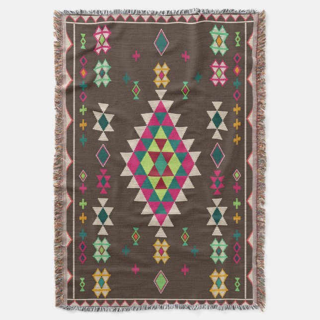 Desert Soul: Moroccan Heritage Charm Throw Blanket (Front Vertical)