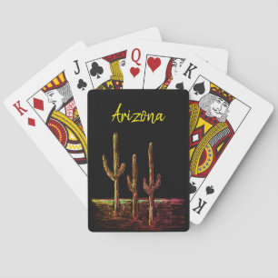 Desert Southwest Arizona Cactus Black Poker Cards
