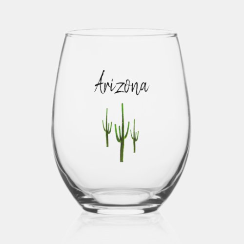 Desert Southwest Arziona Cactus  Stemless Wine Glass