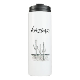 Desert Southwest Cactus Arizona Black Typography T Thermal Tumbler