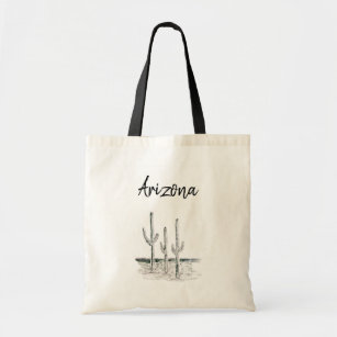 Desert Southwest Cactus Arizona Black Typography Tote Bag