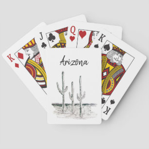 Desert Southwest Cactus Arizona Black White Poker Cards