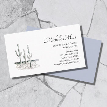 Desert Southwest Cactus Black White Business Card by IndiamossPaperCo at Zazzle