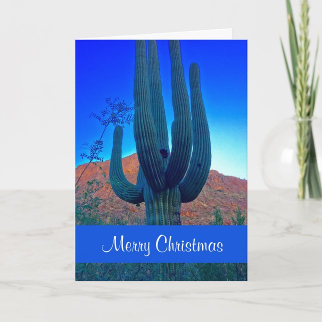 Desert Southwest Cactus Christmas  Holiday Card (Front)
