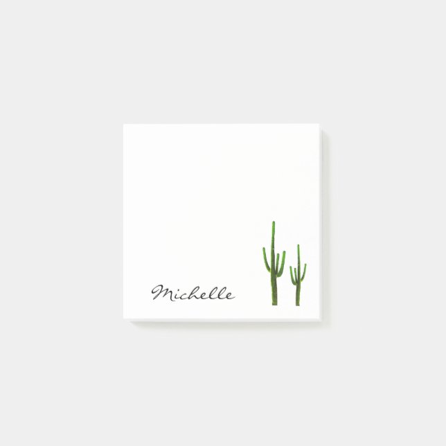 Desert Southwest Cactus Elegant Script Post-it Notes (Front)
