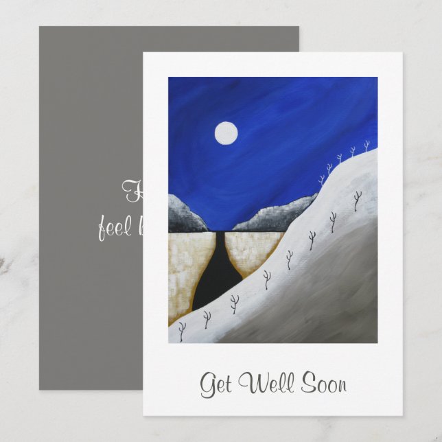 Desert Southwest Cactus Get Well Soon Typography Holiday Card (Front/Back)