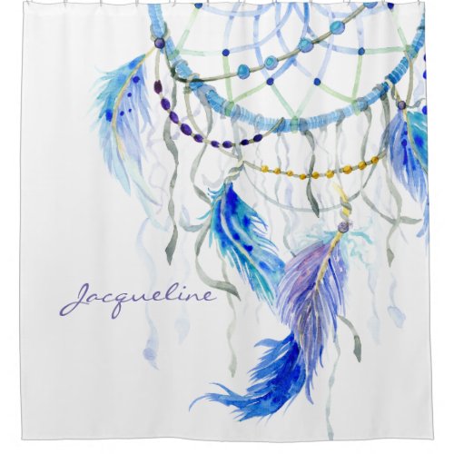 Desert Southwest Dream Catcher Feather Watercolor Shower Curtain