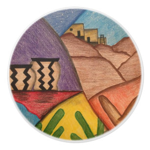 Desert Southwest Folk Art  Arizona  Ceramic Knob