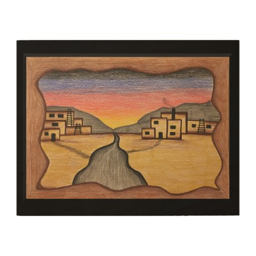 Desert Southwest Folk Art Colorful Adobe Sunset