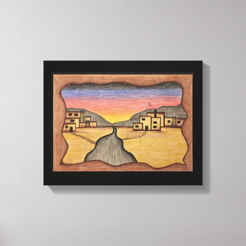 Desert Southwest Folk Art Colorful Sunset Canvas Print