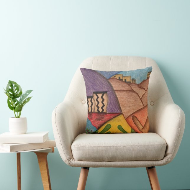 Desert Southwest Folk Art Throw Pillow (Chair)