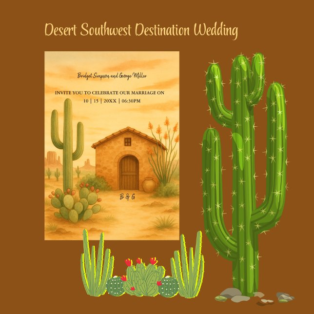 Desert Southwest golden Sunset Destination Wedding Invitation (Creator Uploaded)