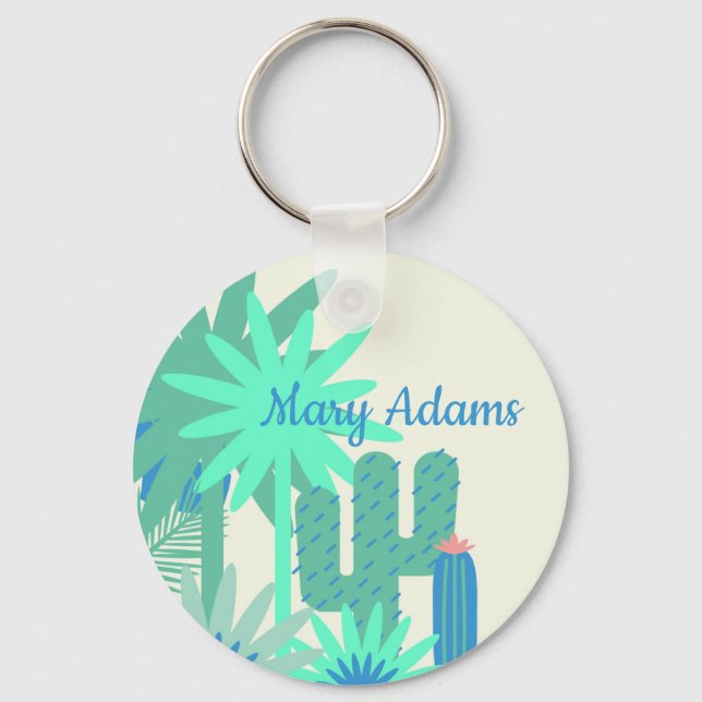 Desert Southwest Personalized Key Chain Aqua Blue (Front)