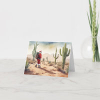 Desert/Southwest Santa Hiking Christmas Card