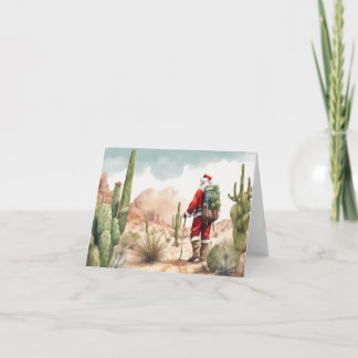 Desert/Southwest Santa Hiking Christmas Card