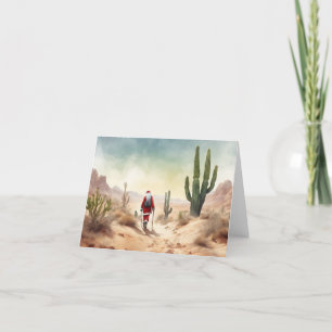 Desert/Southwest Santa Hiking Christmas Card