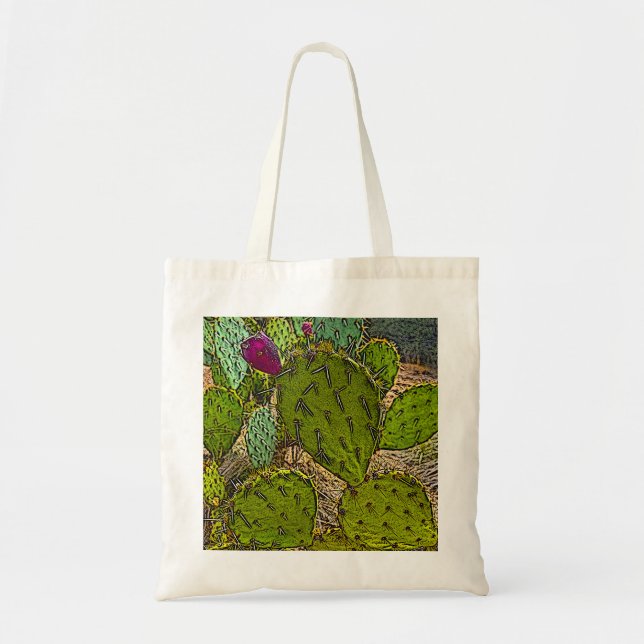 Desert Southwest Succulent Prickly Pear Cactus  Tote Bag (Front)