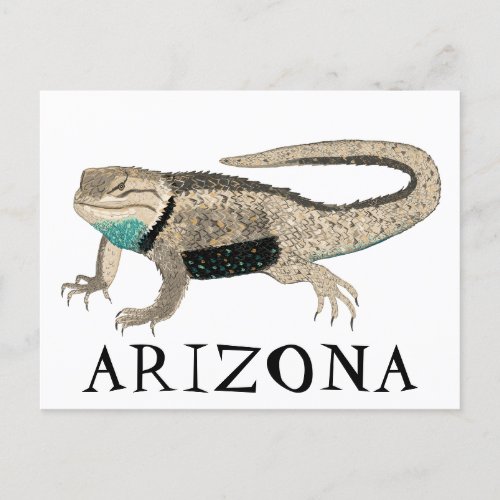 Desert Spiny Lizard ARIZONA Wild Animal Nature Art Postcard