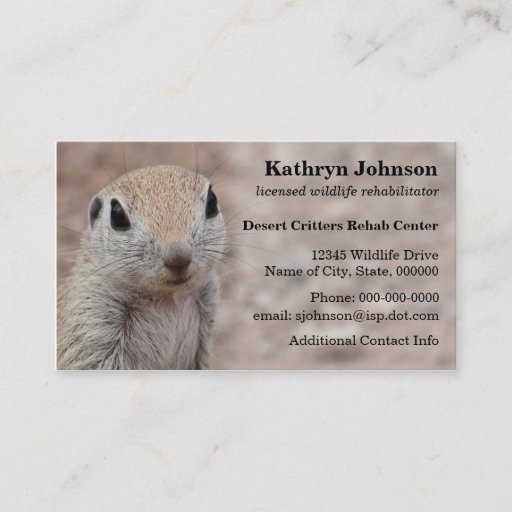 Customizable Desert Squirrel Business Card Template