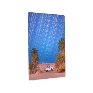 Desert Star Trails: Palm Trees & Pickup Truck Nigh Metal Print