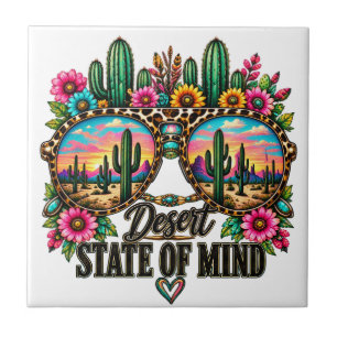 Desert State of Mind Western Sunglasses Art Ceramic Tile