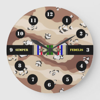 DESERT STORM MARINE 2 STARS LARGE CLOCK