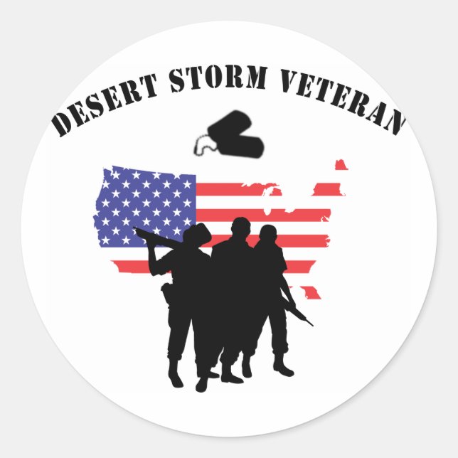 Desert Storm Veteran Classic Round Sticker (Front)